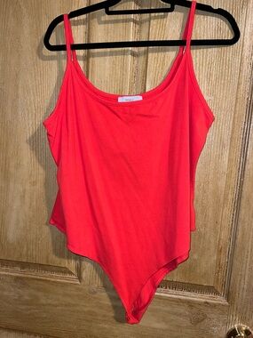 Bright Red Scoop Neck Bodysuit Forever 21 2X